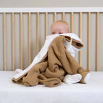 Clair De Lune Organic Knit Sherpa Blanket - Biscuit