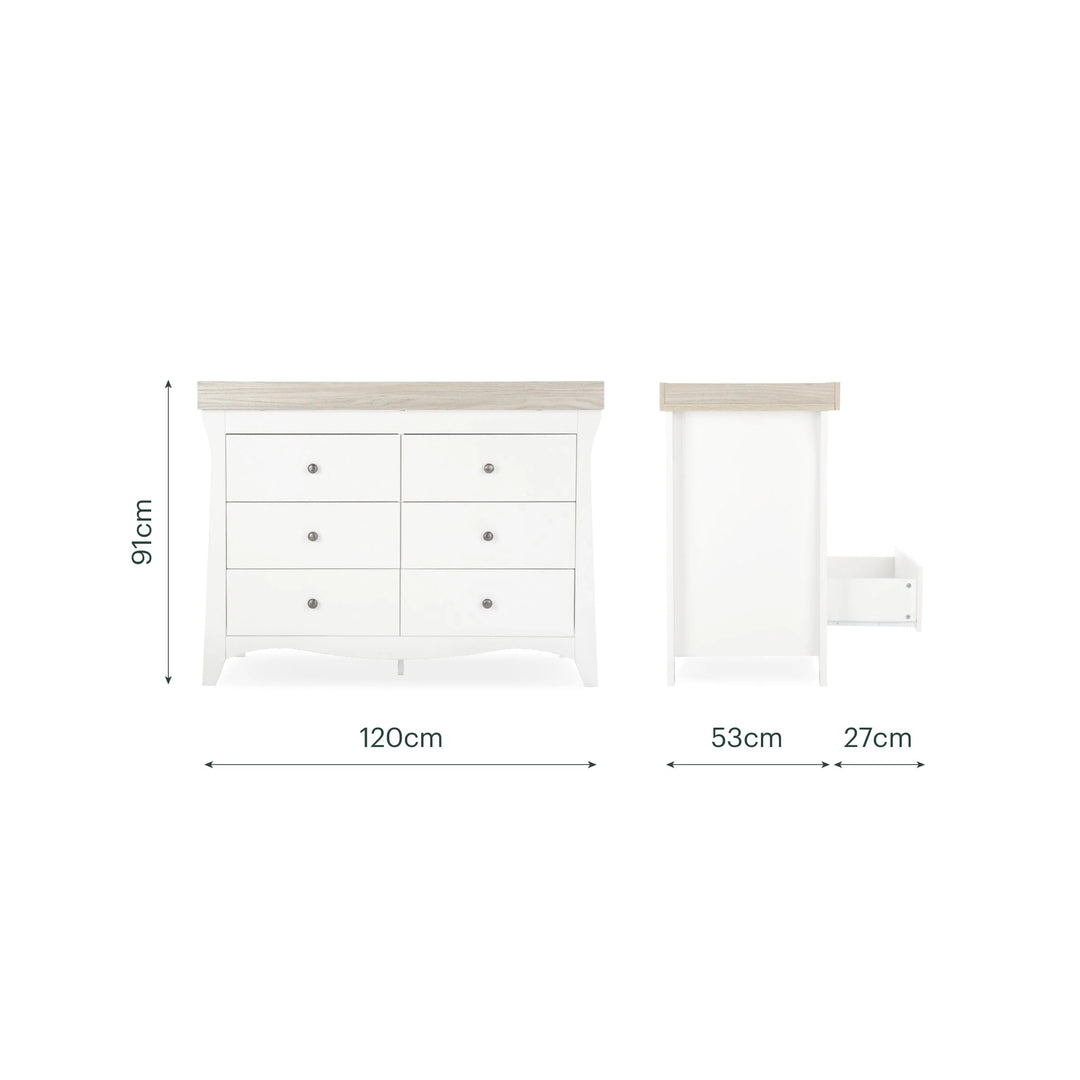 CuddleCo Clara 6 Drawer Dresser - White & Ash