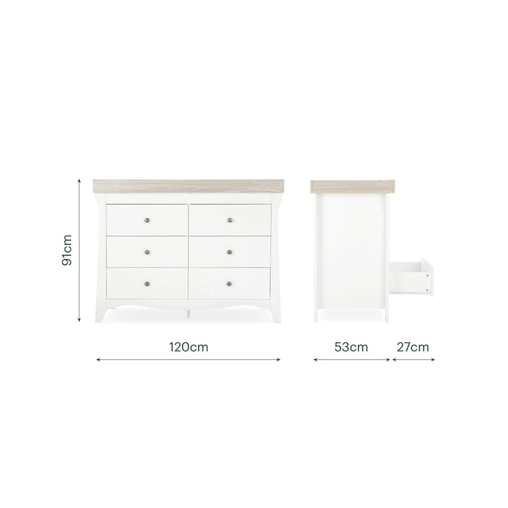 CuddleCo Clara 6 Drawer Dresser - White & Ash
