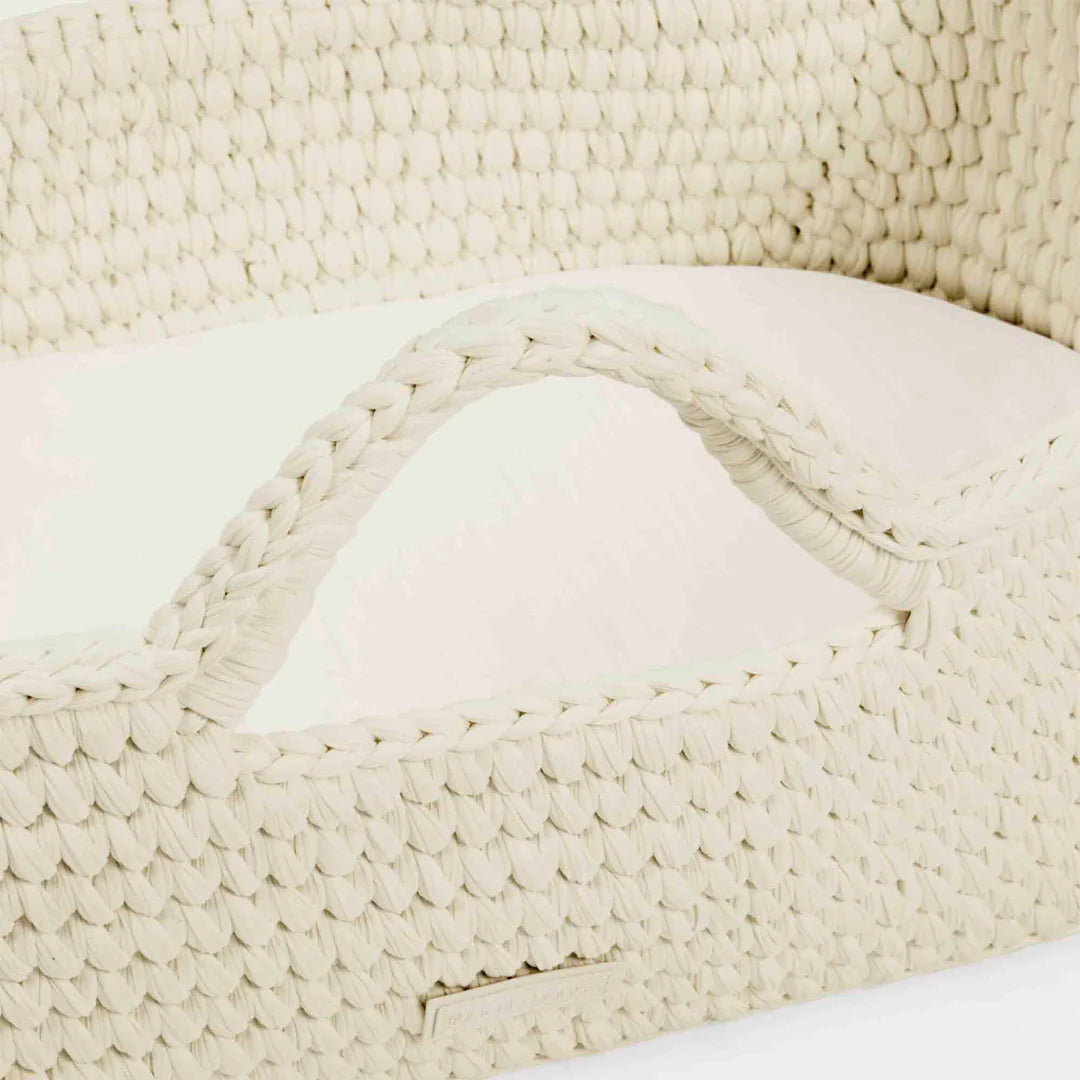 Ickle Bubba Nova Crochet Moses Basket + Pine Stand - Cloud