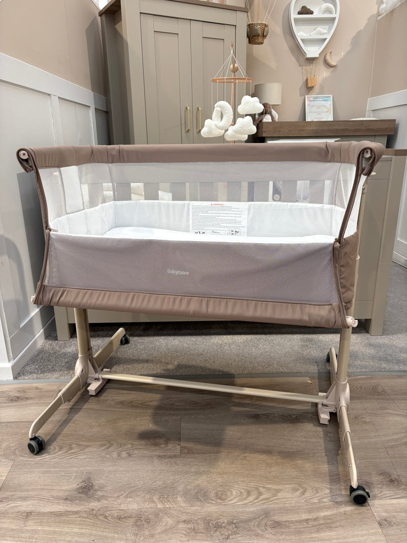 EX DISPLAY Babymore Neera Bedside Crib - Khaki