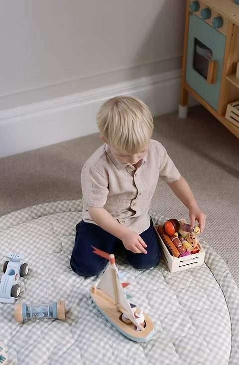 Ralphie Bear Quilted Playmat - Green Gingham
