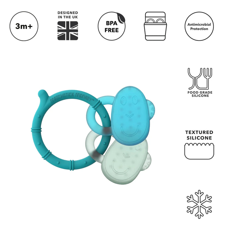 Matchstick Monkey Cooling Teether - Blue & Mint