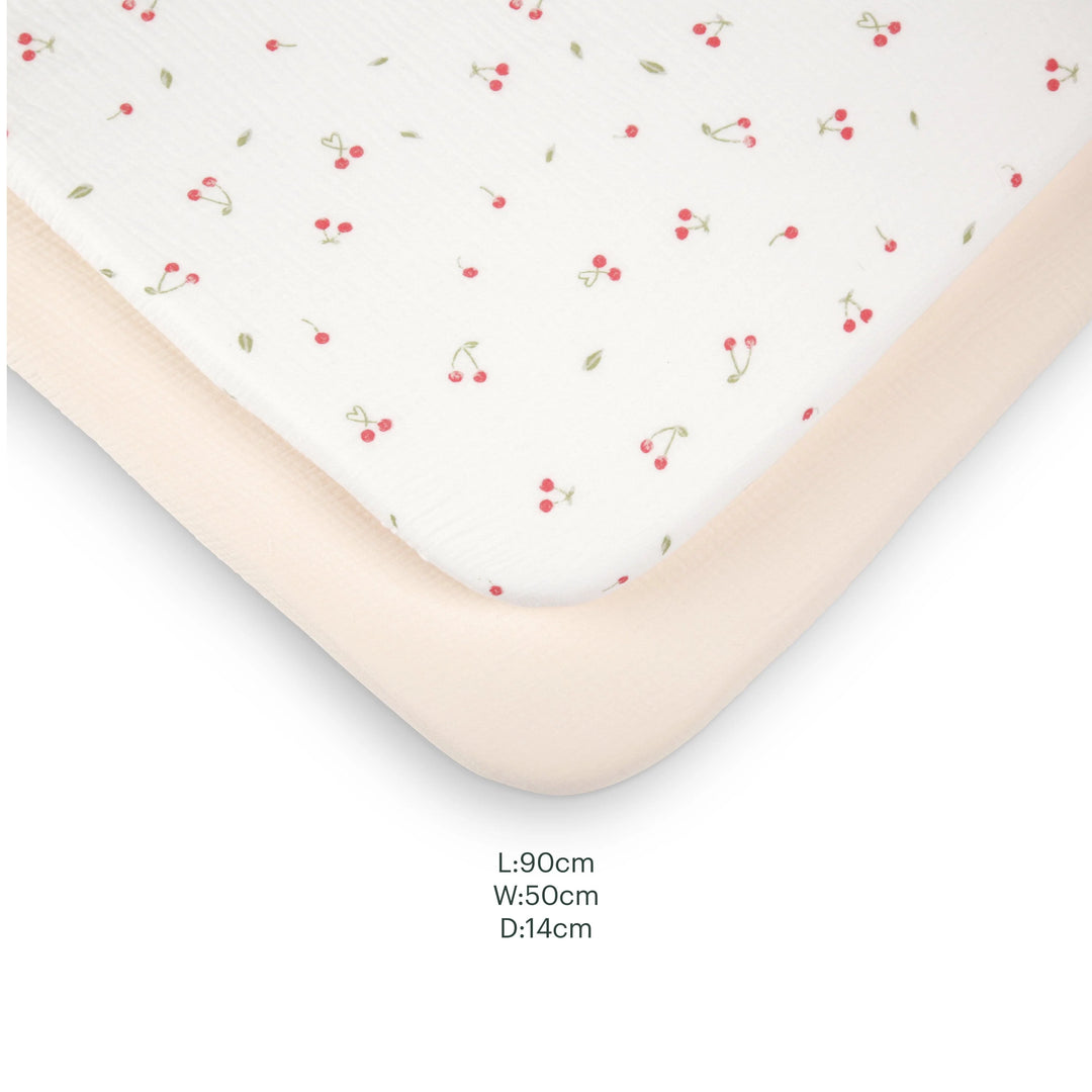 CuddleCo 2 Pack Universal Crib/Co-Sleeper Sheets - Ditsy Cherry