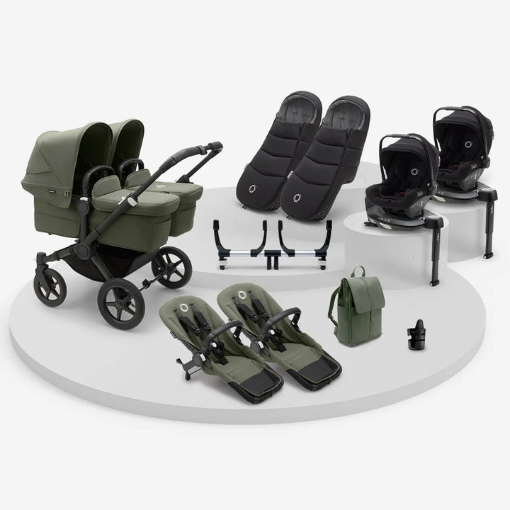 Bugaboo Donkey 5 Twin Ultimate Newborn Bundle - Forest Green
