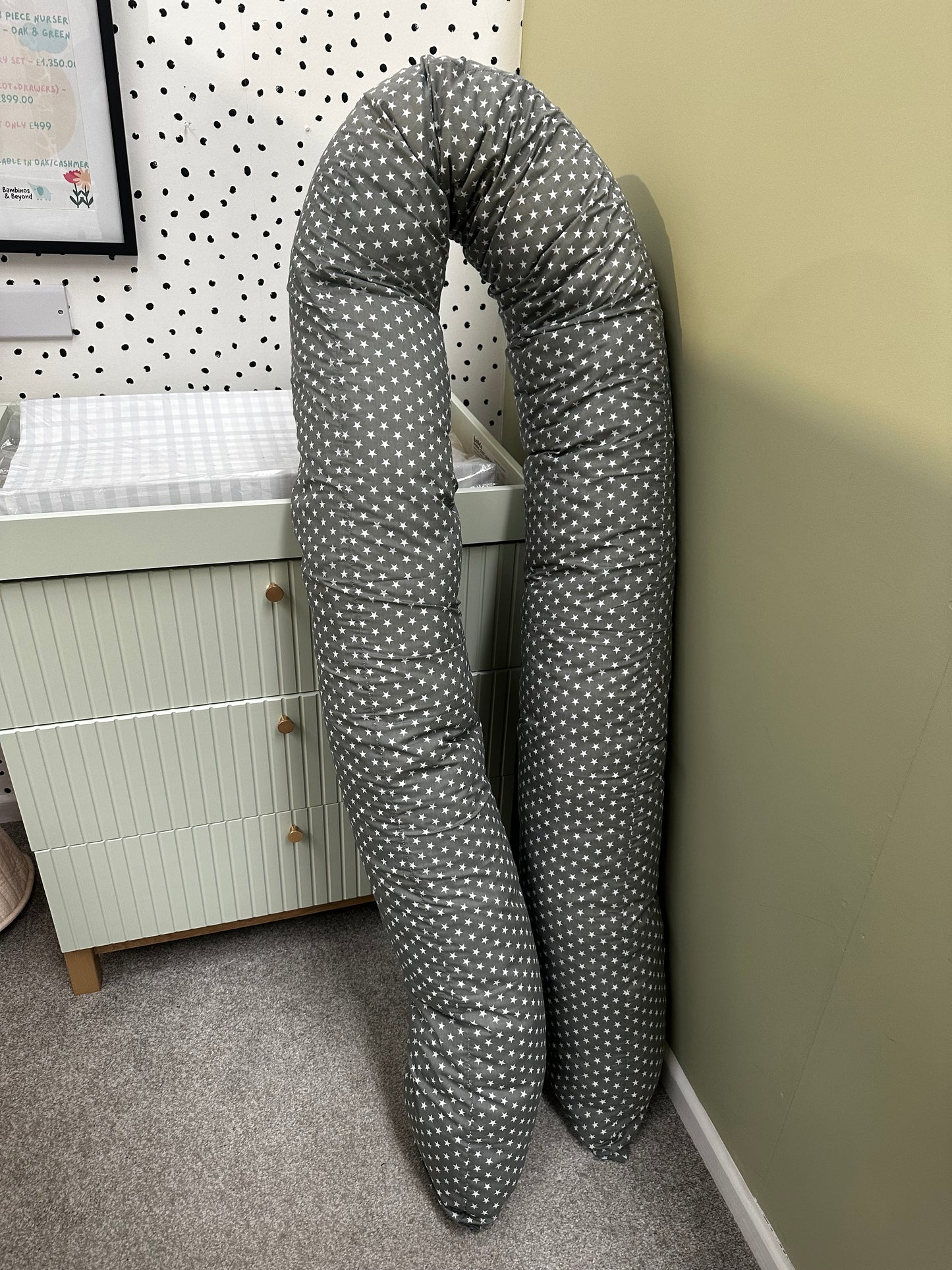 Cuddles Collection 12ft Body & Baby Sleep Support Pillow - Grey/White Stars