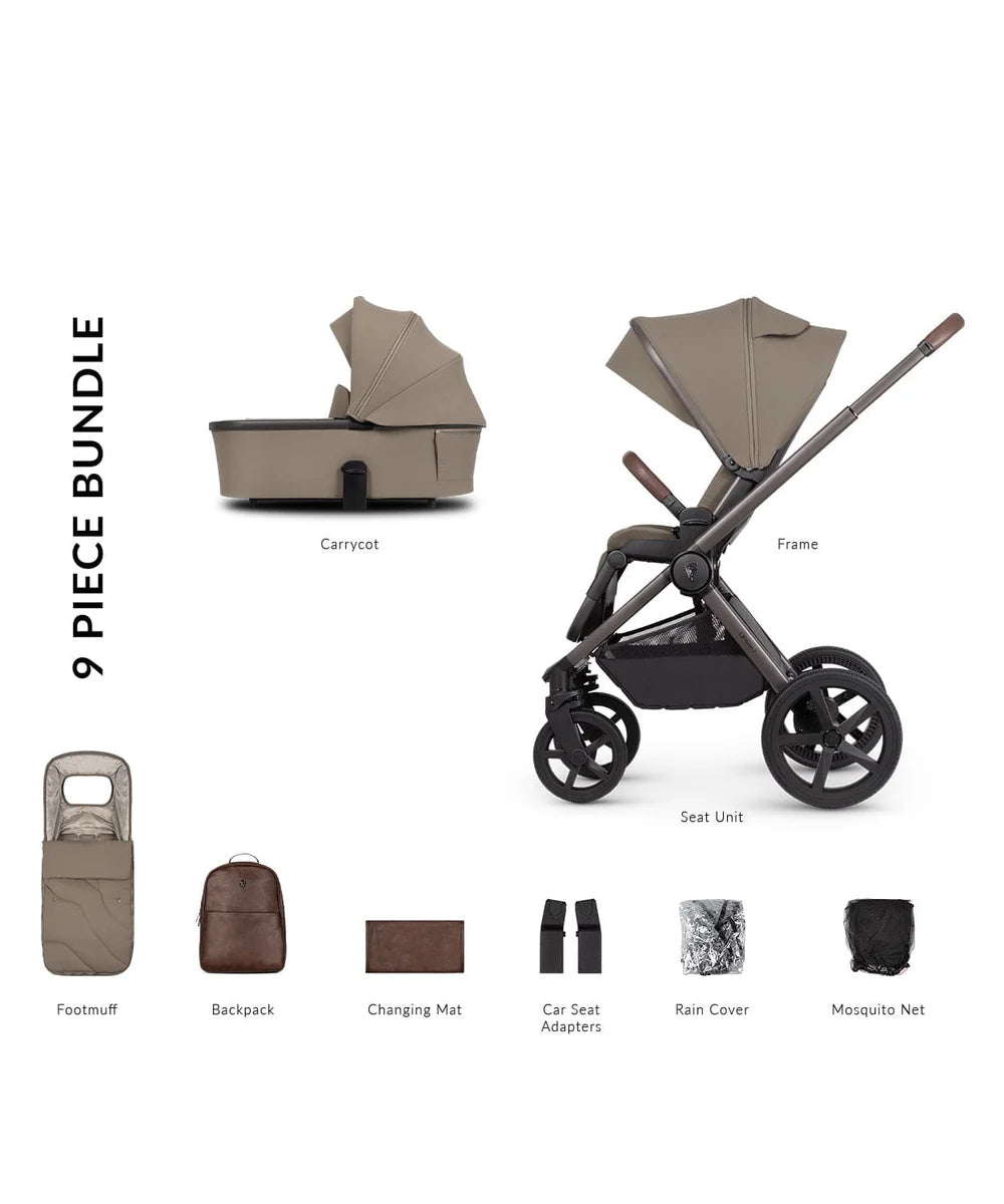 Venicci Upline2 Pushchair, Carrycot + Accessories Travel System Bundle - Special Edition Powder