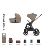 Venicci Upline2 Pushchair, Carrycot + Accessories Travel System Bundle - Special Edition Powder