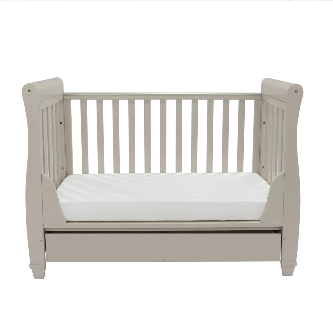 Babymore Eva Sleigh Cot Bed with Drawer – Cashmere