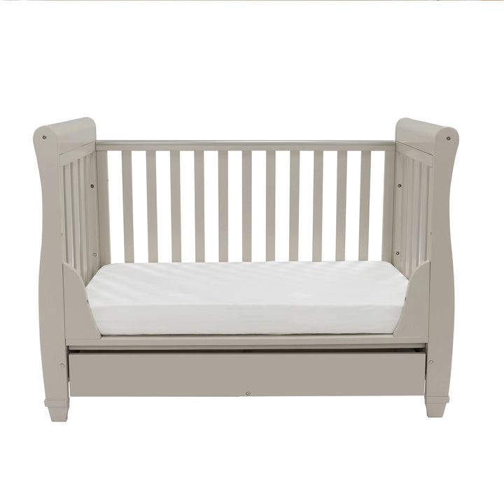 Babymore Eva Sleigh Cot Bed with Drawer – Cashmere