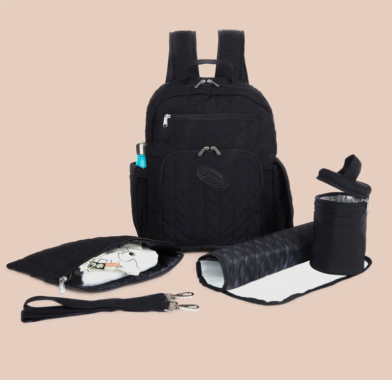 Inca Quilted Baby Changing Backpack - Quilted Black