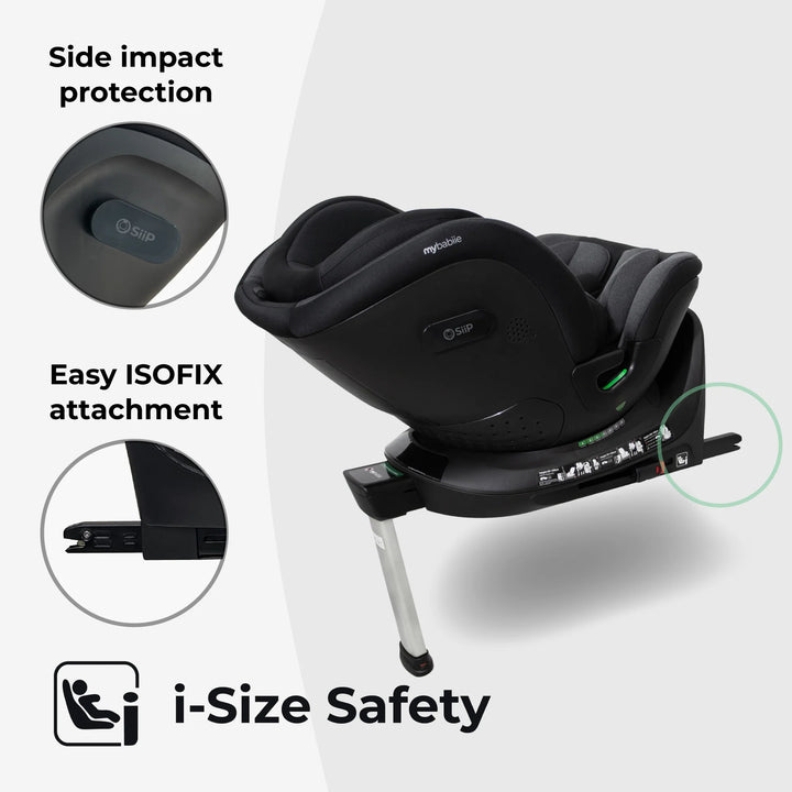 My Babiie MBCS400 Spin R129 Car Seat with Support Leg - Black