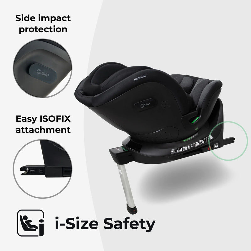 My Babiie MBCS400 Spin R129 Car Seat with Support Leg - Black