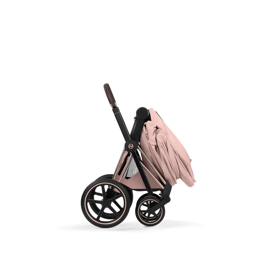 Cybex Priam Style Luxury Travel System Bundle Inc Foldable Carrycot - Peach Pink/Matt Black