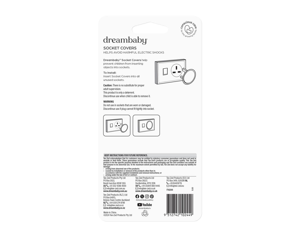 Dreambaby Socket Covers 6 Pack (UK plug)