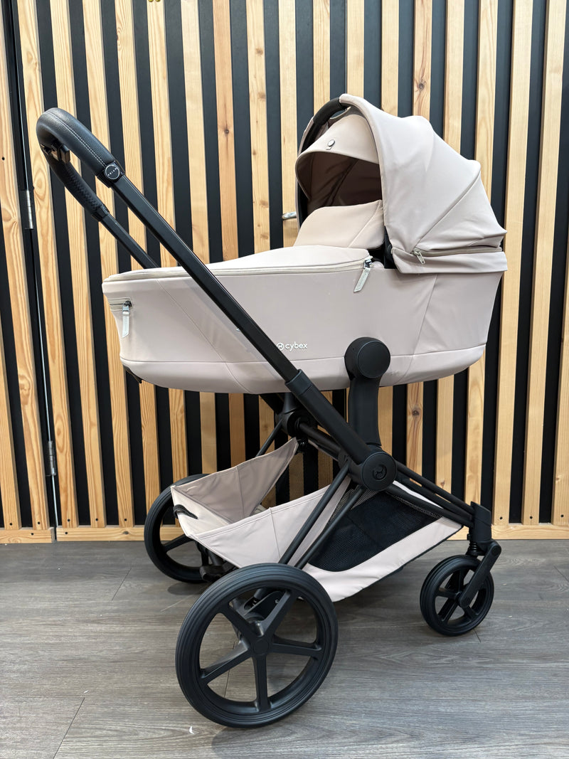 EX DISPLAY Cybex Priam Comfort Pushchair & Foldable Carrycot - Cozy Beige/Black