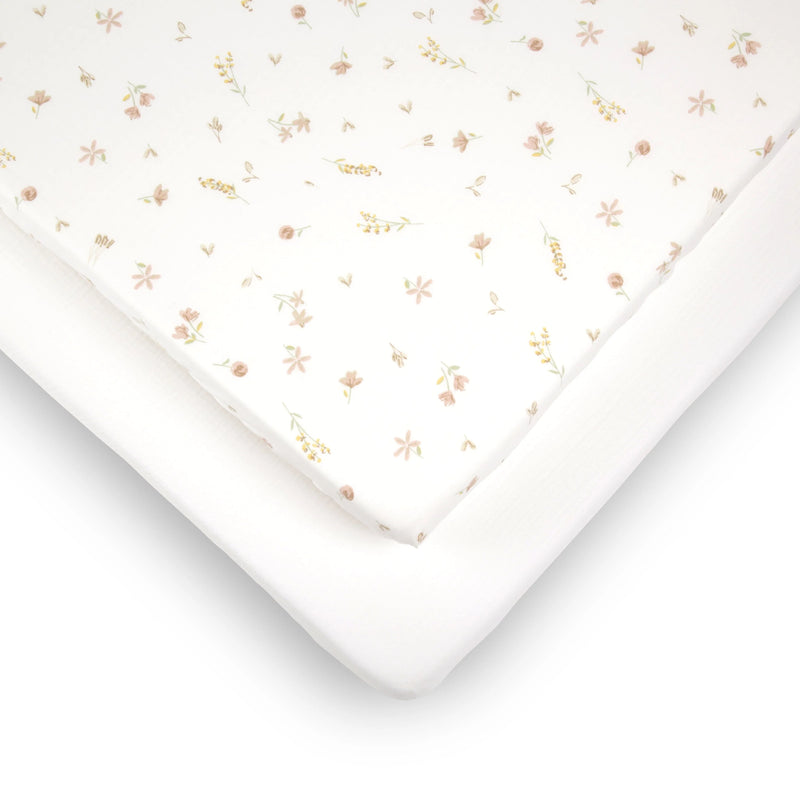 CuddleCo 2 Pack Cot Bed Sheets - Cashmere Meadow