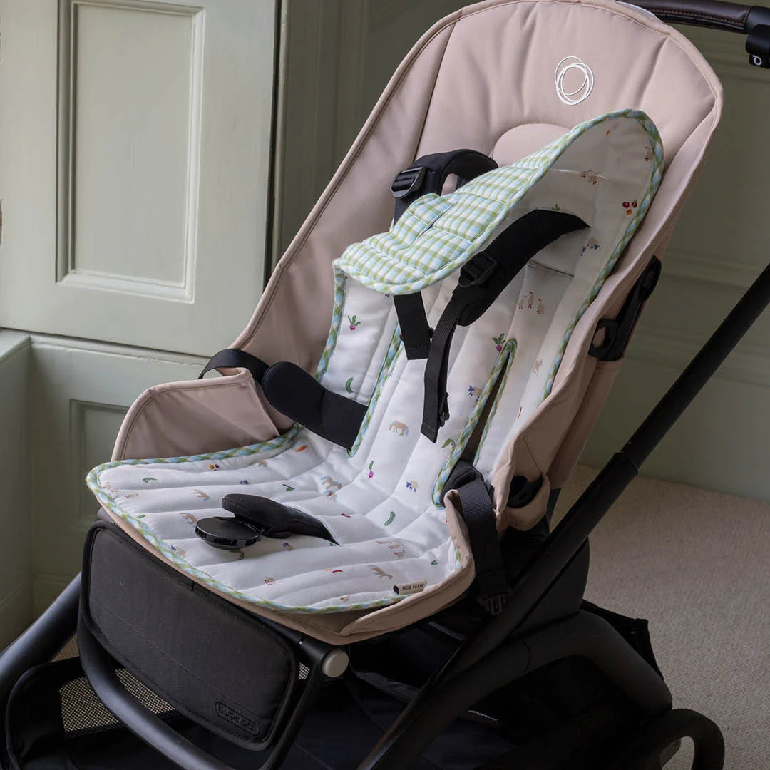 Avery Row Pram Liner - Little Farm/Greenhouse Gingham