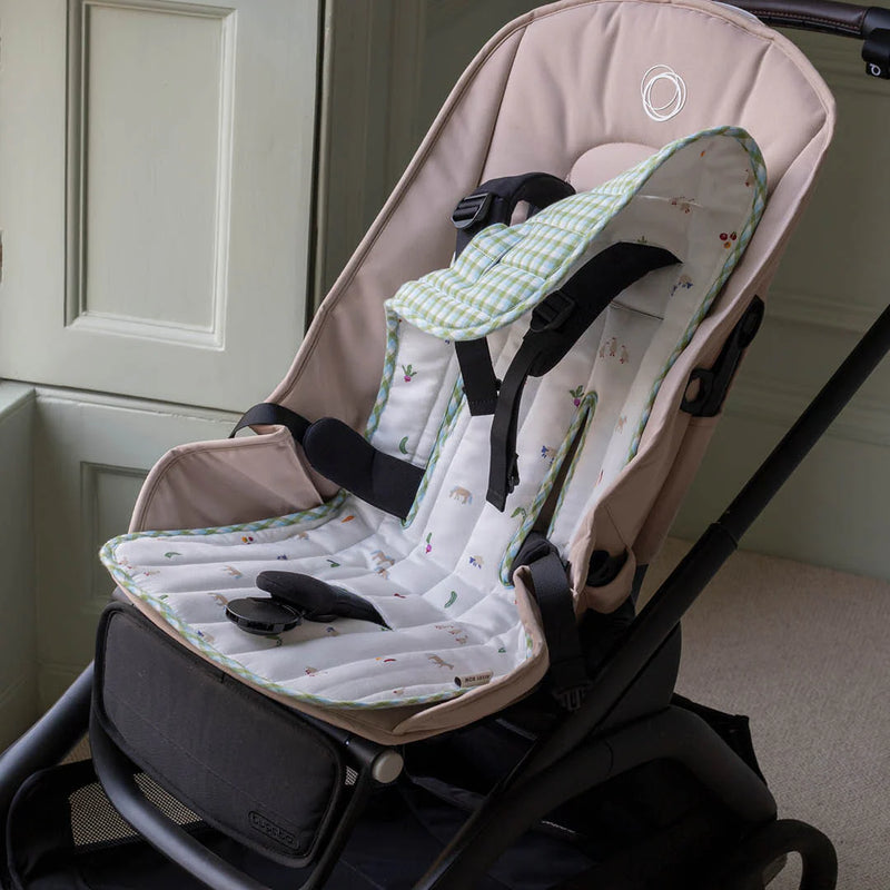 Avery Row Pram Liner - Little Farm/Greenhouse Gingham