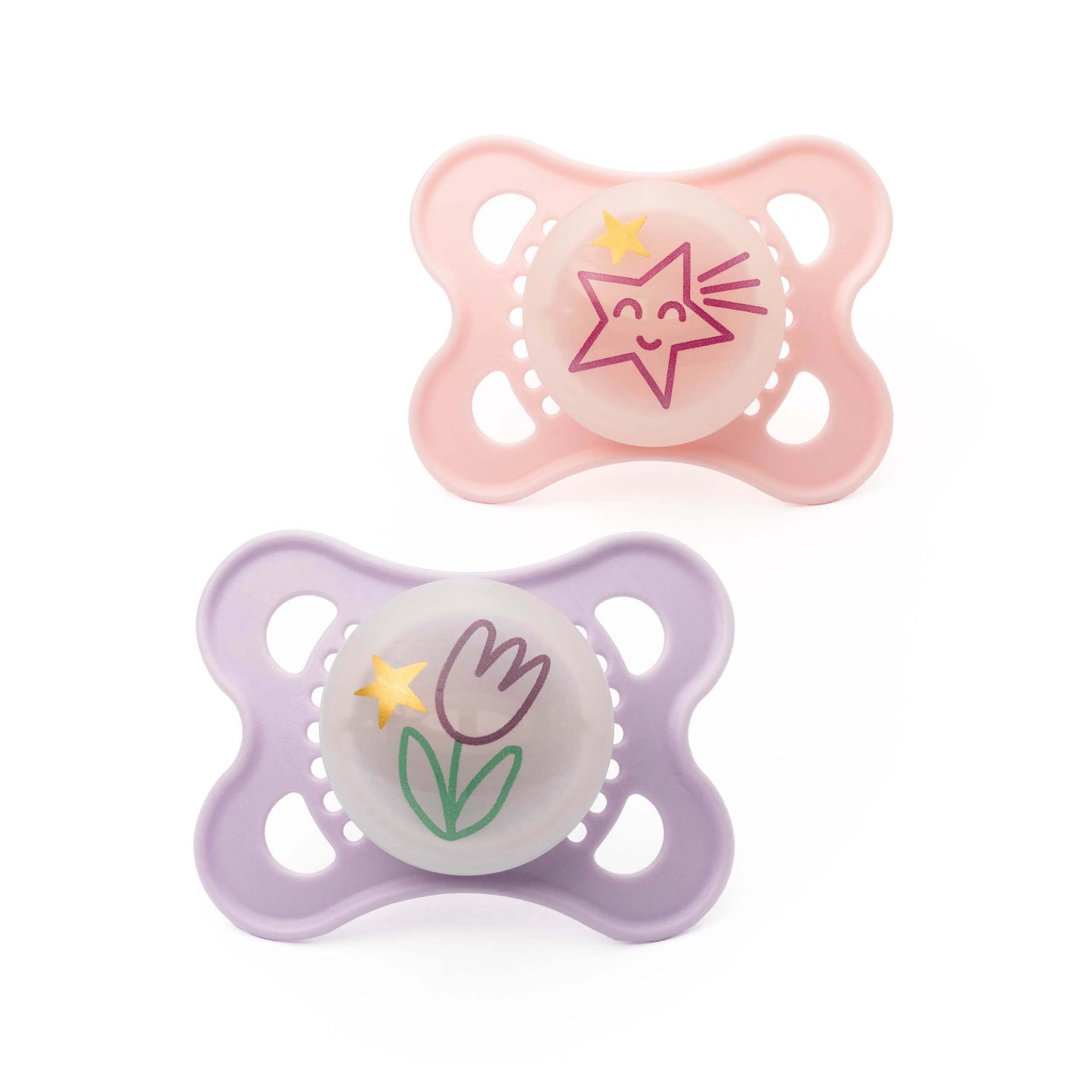 MAM Night Soother 0-6 Months X2 - Pink