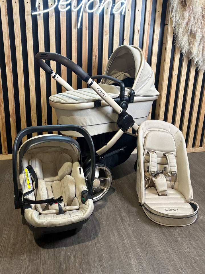 PRE LOVED iCandy Peach 7 w/ Cocoon Car Seat Travel System - Biscotti