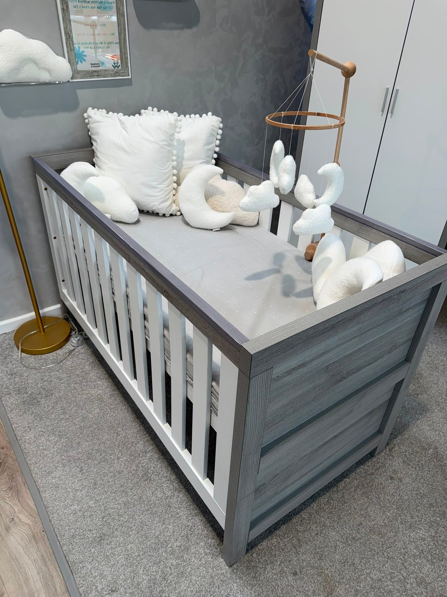 EX DISPLAY Tutti Bambini Modena 2 Piece Cot Bed & Drawers - Grey/White COLLECTION OR LOCAL DELIVERY ONLY