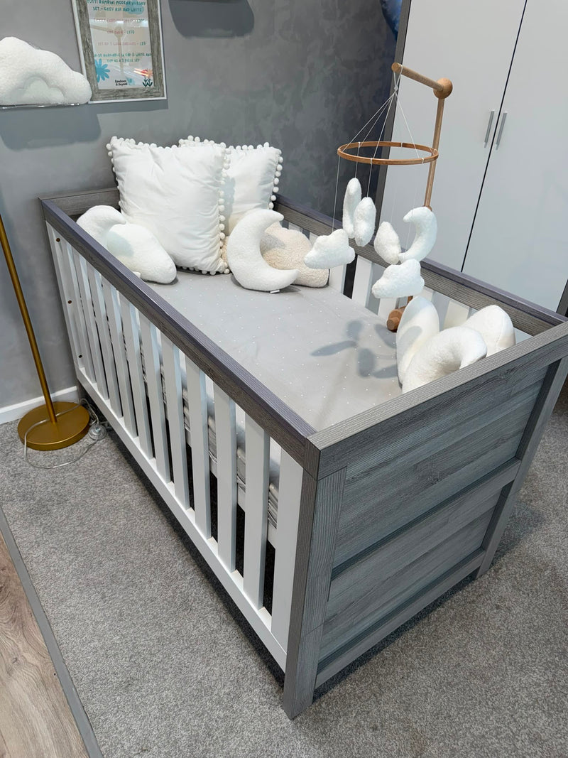 EX DISPLAY Tutti Bambini Modena 2 Piece Cot Bed & Drawers - Grey/White COLLECTION OR LOCAL DELIVERY ONLY