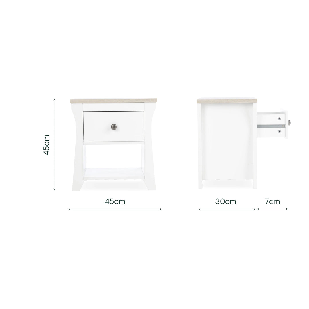 CuddleCo Clara Bedside Table - White & Ash