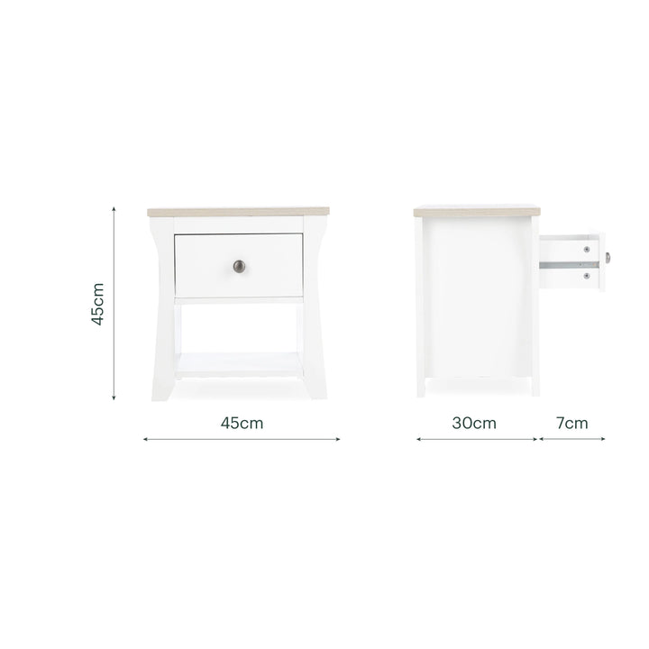 CuddleCo Clara Bedside Table - White & Ash