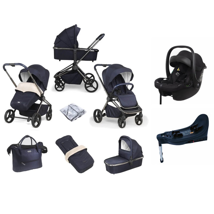 Mee-go Pure Travel System Bundle Inc Otto Car Seat + Isofix Base- True Blue