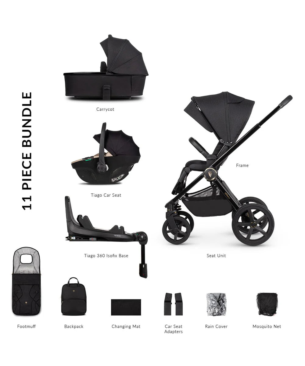 Venicci Upline2 4in1 Travel System Inc 360 Base - All Black