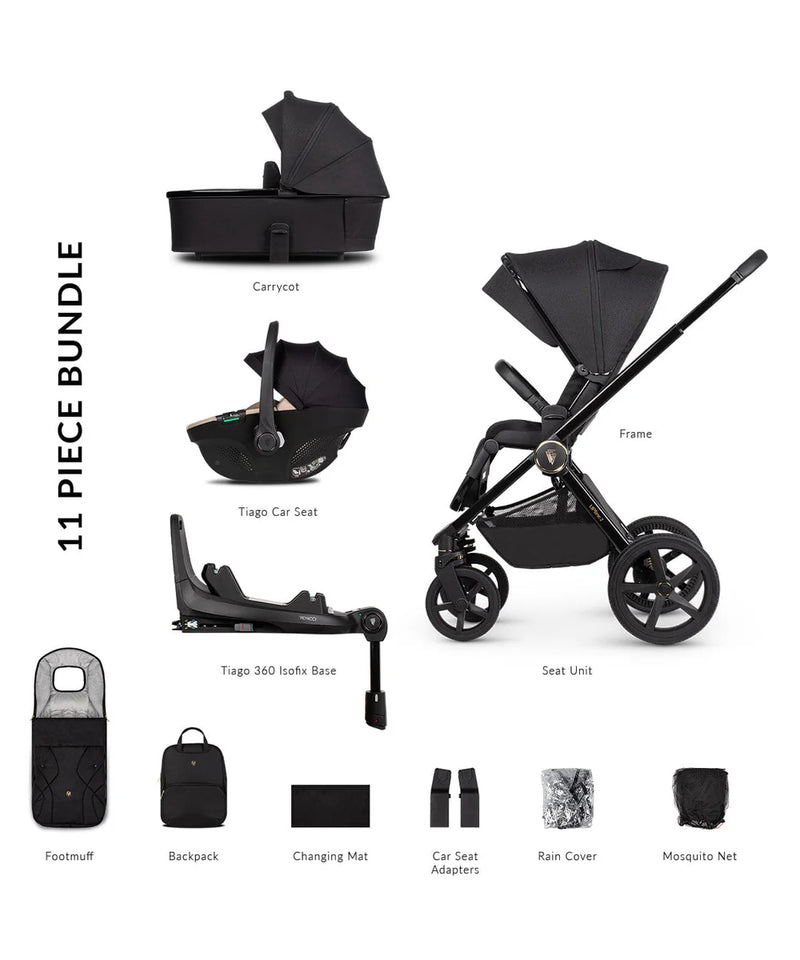Venicci Upline2 4in1 Travel System Inc 360 Base - All Black