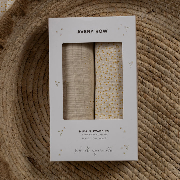 Avery Row Extra Large Organic Baby Muslins, Set of 2 - Wild Chamomile/Daisy Meadow