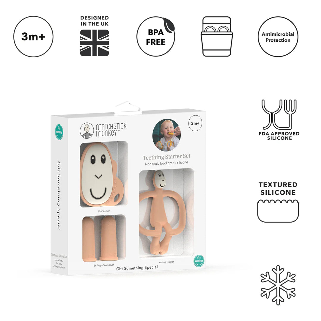 Matchstick Monkey Teething Starter Set - Peach