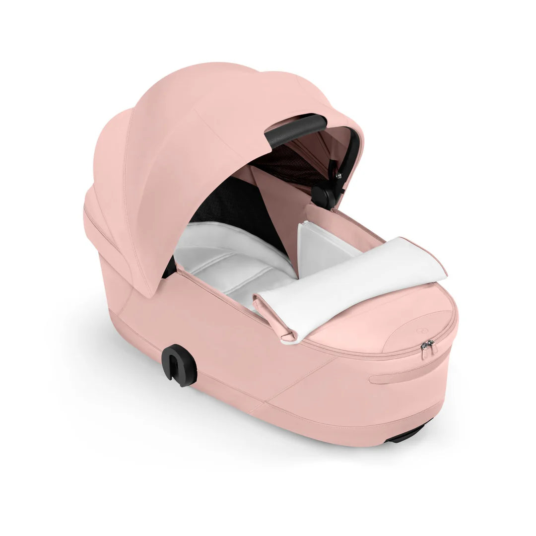 Cybex Priam Style Luxury Travel System Bundle Inc Foldable Carrycot - Peach Pink/Matt Black