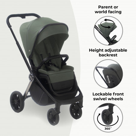 My Babiie MB450i 3-in-1 Travel System with i-Size Car Seat - Forest Green
