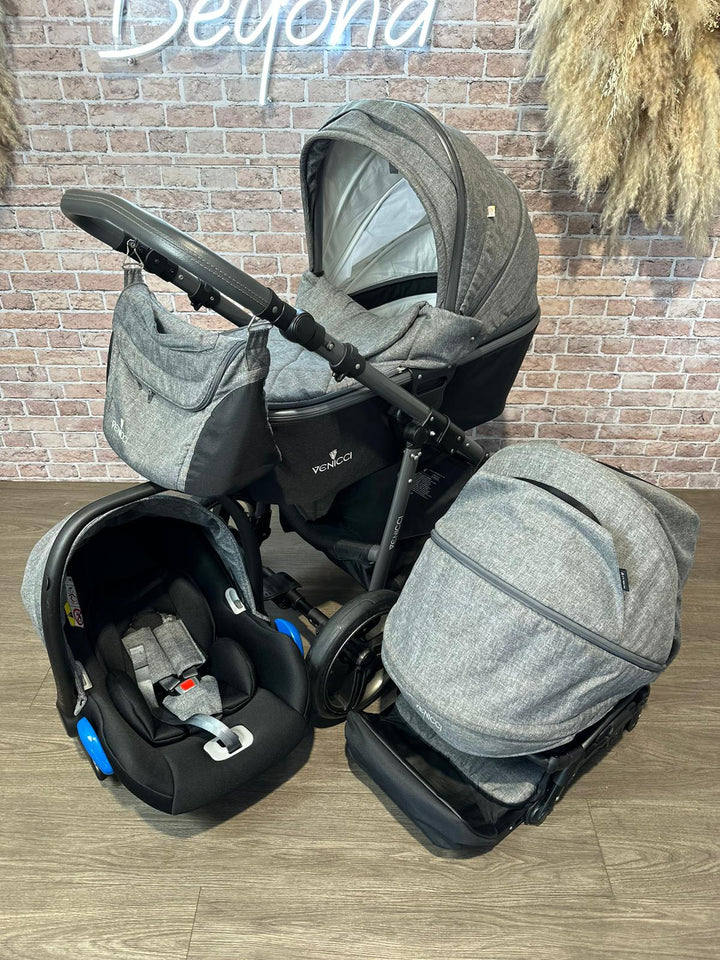 PRE LOVED Venicci Carbo 3-in-1 Travel System – Denim Grey