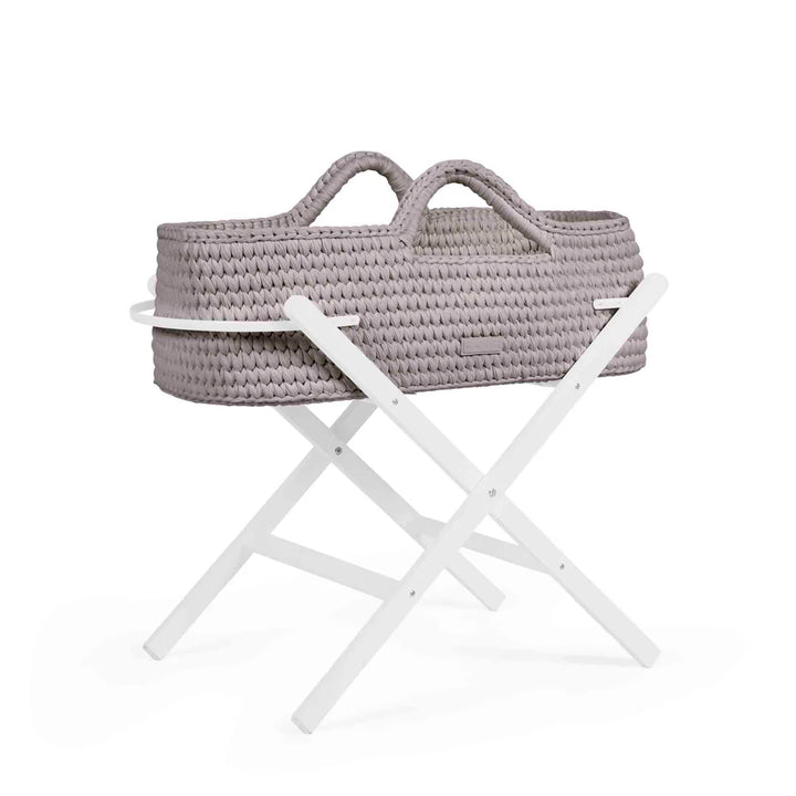 Ickle Bubba Nova Crochet Moses Basket + White Stand - Tawny