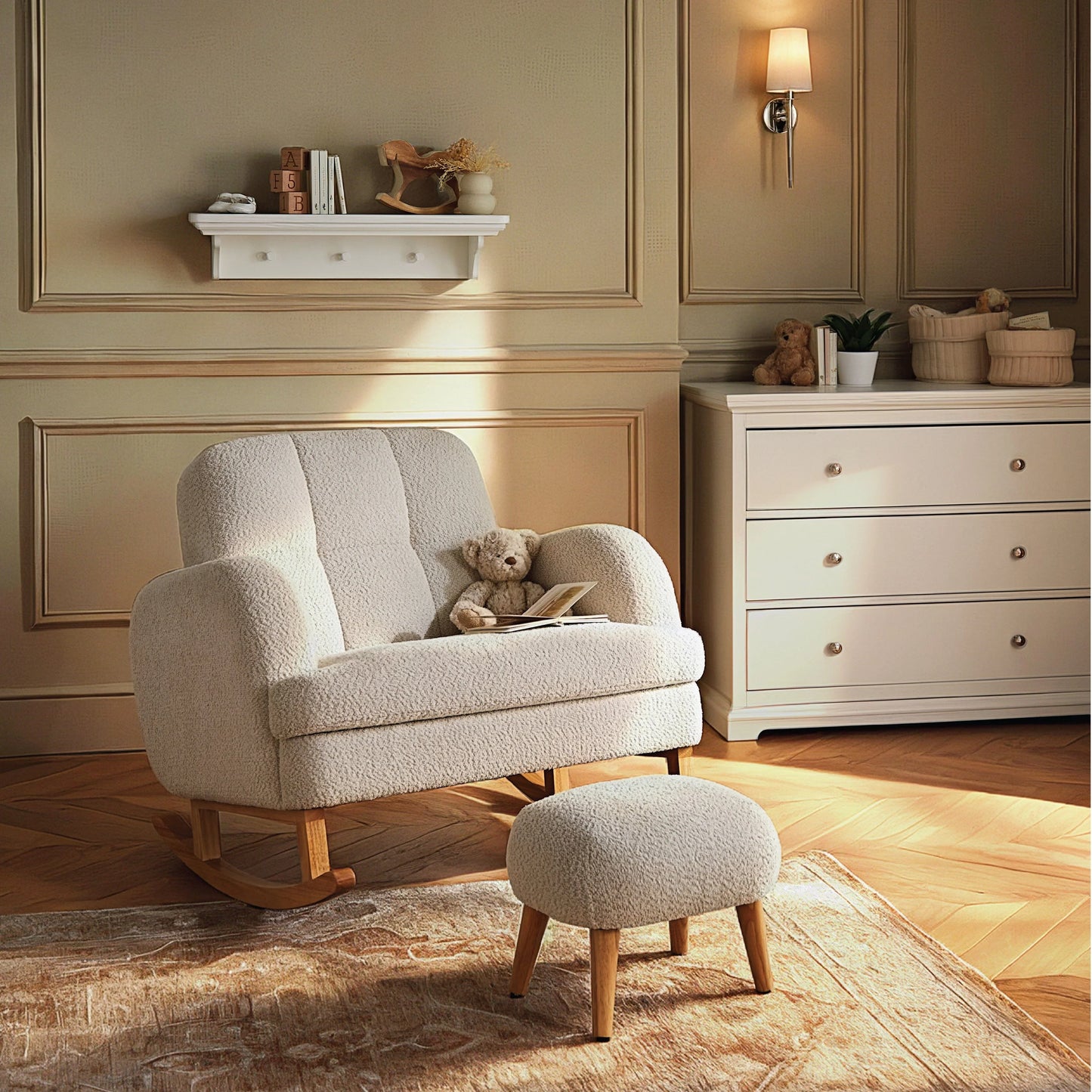 CuddleCo Etta Cuddle Nursing Chair & Foot stool - Boucle Mushroom