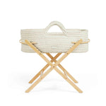 Ickle Bubba Nova Crochet Moses Basket + Pine Stand - Cloud
