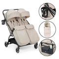 Ickle Bubba Aries Double Prime Autofold Stroller Bundle - Stone