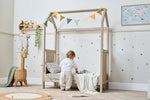 Tutti Bambini Casa 3 in 1 Mini Cot Bed + Roof Accessory Pack + Pocket Spring Mattress - Harvest Oak
