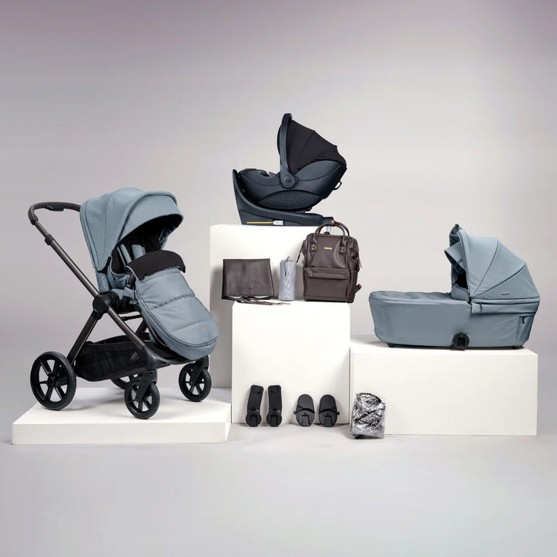 Bababing Raffi MKII 12pc 4in1 Inc 360 Car Seat + Isofix Base Travel System Bundle - Duck Egg