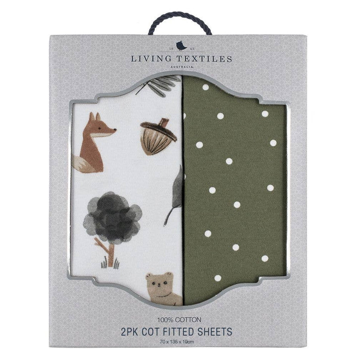 Living Textiles 2-pack Jersey Cot Fitted Sheet - Forest Retreat