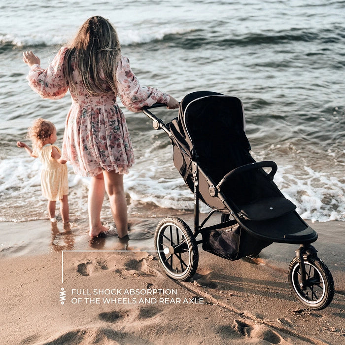 Kinderkraft Helsi2 3-Wheeled All Terrain Pushchair - Black