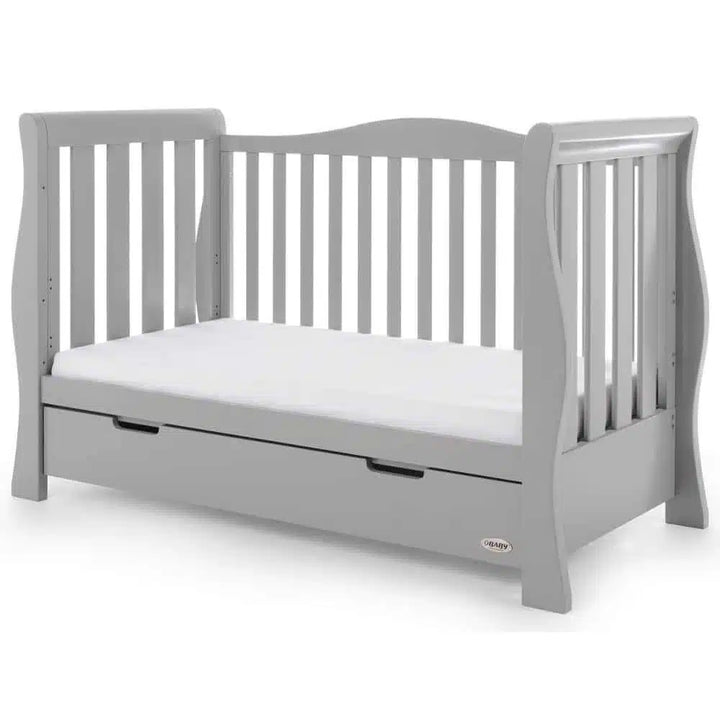 Obaby Stamford Luxe Sleigh Cot Bed – Warm Grey