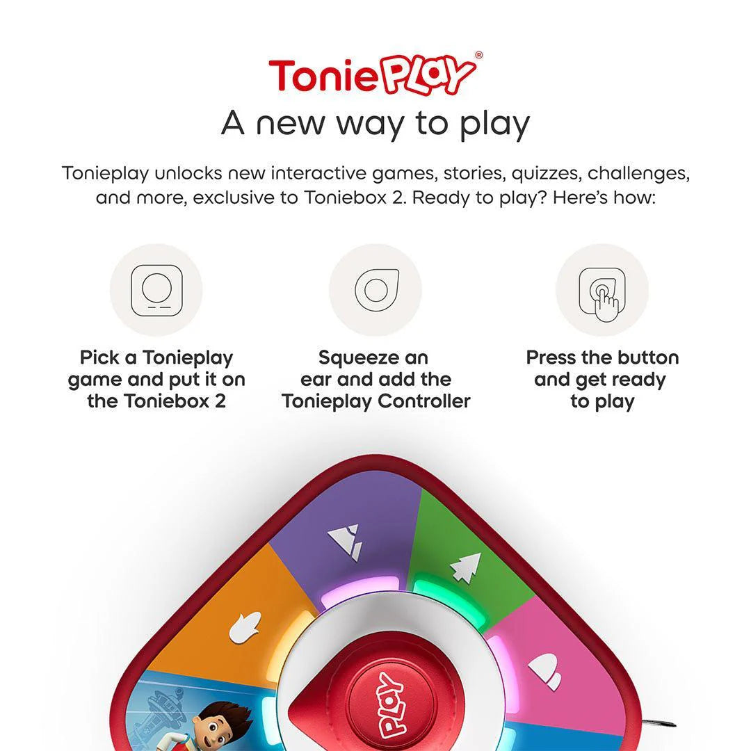 tonies Toniebox 2 Play Set with Paw Patrol Chase Tonie, Tonieplay Game & Tonieplay Controller - Cloud Pink