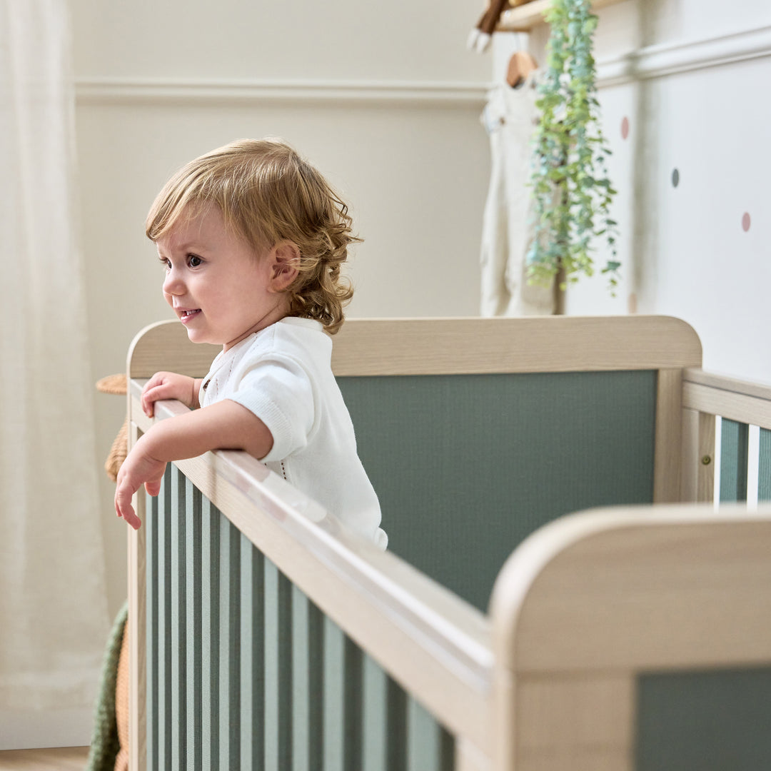 Tutti Bambini Kuba Cot Bed - Pickled Oak & Sage Weave