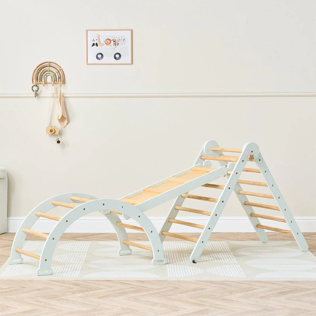 Tutti Bambini Scala Montessori 3 In 1 Pikler Climbing Frame With Climbing Wall - Sea Mist