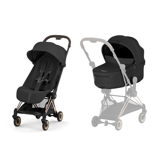Cybex COŸA Comfort + Foldable Carrycot Rose Gold - Sepia Black (2026 Model)